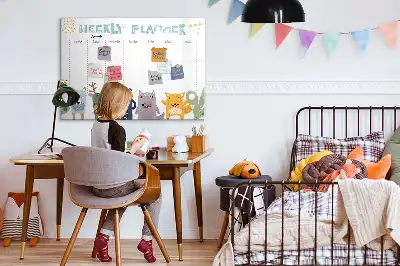 Magnetic glass dry erase board children's weekly planner