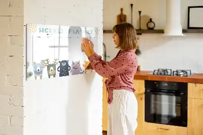 Magnetic glass dry erase board children's weekly planner