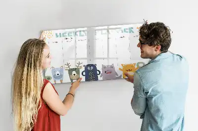 Magnetic glass dry erase board children's weekly planner