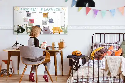 Magnetic glass dry erase board children's weekly planner