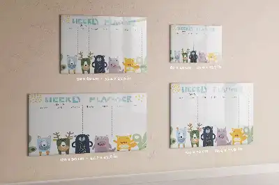 Magnetic glass dry erase board children's weekly planner
