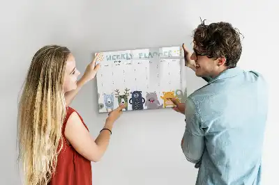 Magnetic glass dry erase board children's weekly planner