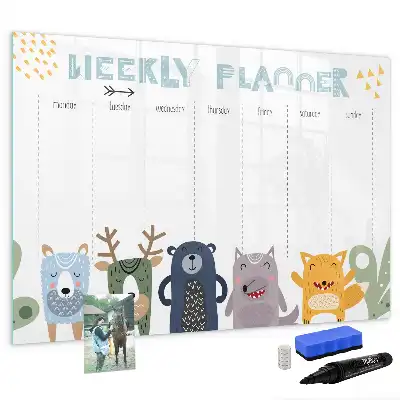 Magnetic glass dry erase board children's weekly planner
