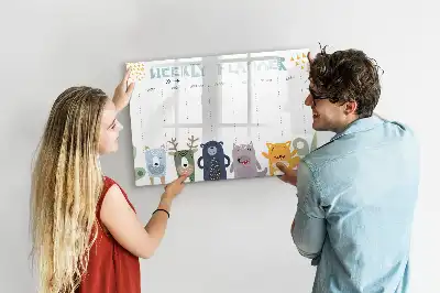 Magnetic glass dry erase board children's weekly planner