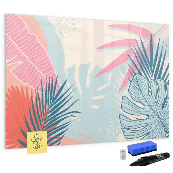 Magnetic marker board pastel leaves design