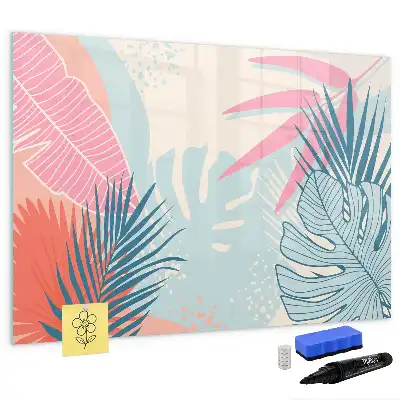 Magnetic marker board pastel leaves design