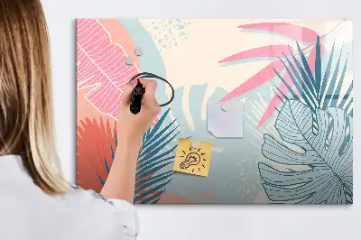 Magnetic marker board pastel leaves design