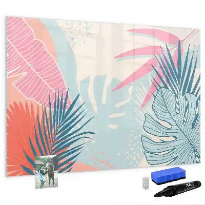 Magnetic marker board pastel leaves design
