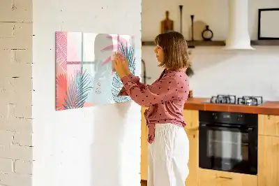 Magnetic marker board pastel leaves design