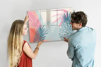 Magnetic marker board pastel leaves design
