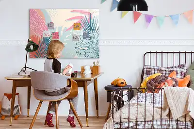 Magnetic marker board pastel leaves design