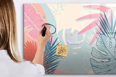 Magnetic marker board pastel leaves design