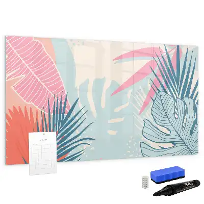 Magnetic marker board pastel leaves design