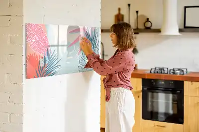 Magnetic marker board pastel leaves design