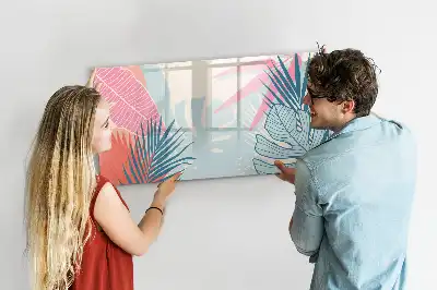 Magnetic marker board pastel leaves design