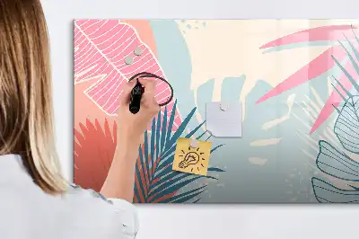 Magnetic marker board pastel leaves design