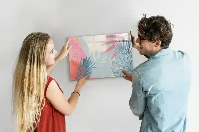 Magnetic marker board pastel leaves design