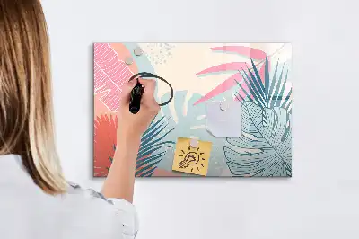 Magnetic marker board pastel leaves design