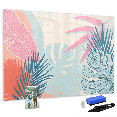 Magnetic marker board pastel leaves design