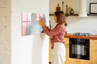 Magnetic marker board pastel leaves design
