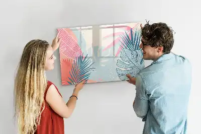Magnetic marker board pastel leaves design