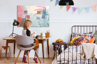 Magnetic marker board pastel leaves design