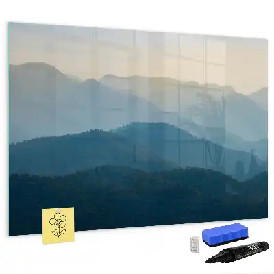Magnetic glass dry erase board landscape abstract design