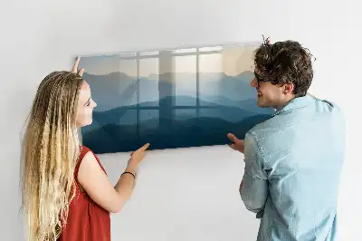 Magnetic glass dry erase board landscape abstract design