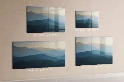 Magnetic glass dry erase board landscape abstract design
