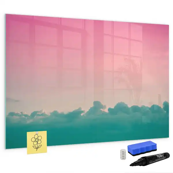 Magnetic marker board with gradient sky design
