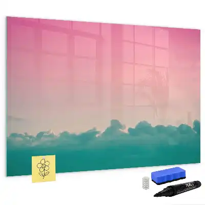 Magnetic marker board with gradient sky design