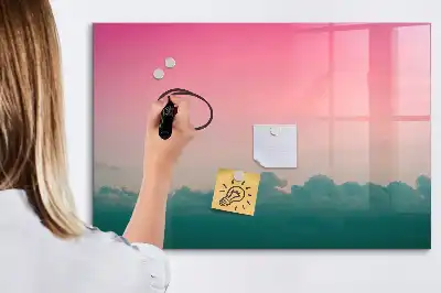 Magnetic marker board with gradient sky design