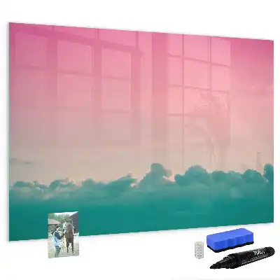 Magnetic marker board with gradient sky design