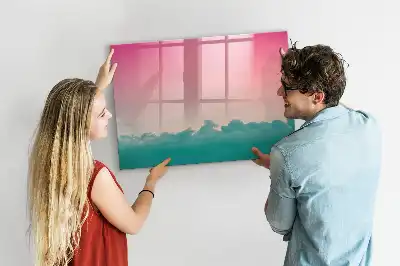 Magnetic marker board with gradient sky design