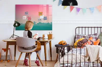 Magnetic marker board with gradient sky design