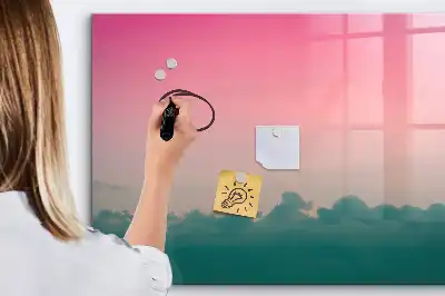 Magnetic marker board with gradient sky design