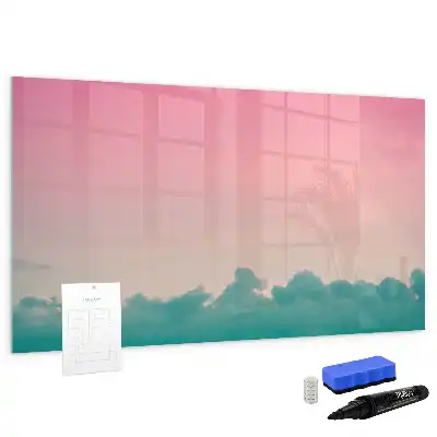 Magnetic marker board with gradient sky design