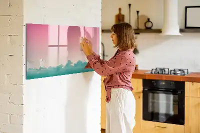 Magnetic marker board with gradient sky design