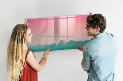 Magnetic marker board with gradient sky design