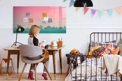 Magnetic marker board with gradient sky design