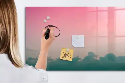 Magnetic marker board with gradient sky design