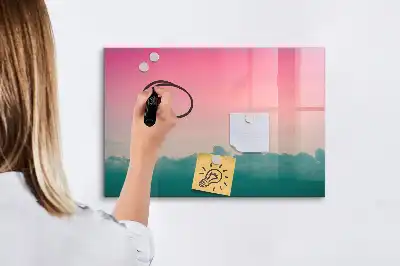 Magnetic marker board with gradient sky design