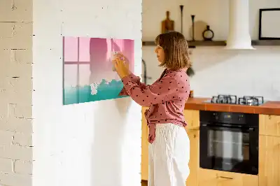 Magnetic marker board with gradient sky design