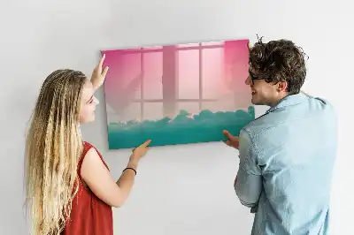 Magnetic marker board with gradient sky design