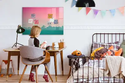 Magnetic marker board with gradient sky design