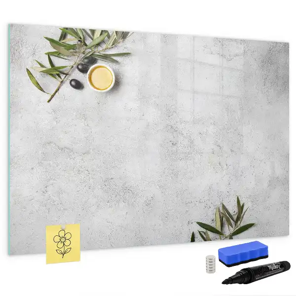 Magnetic glass dry erase board minimalist olives design