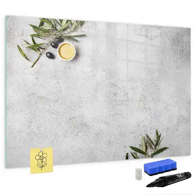 Magnetic glass dry erase board minimalist olives design