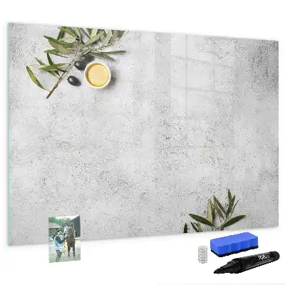 Magnetic glass dry erase board minimalist olives design