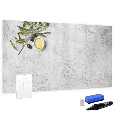Magnetic glass dry erase board minimalist olives design