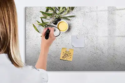 Magnetic glass dry erase board minimalist olives design